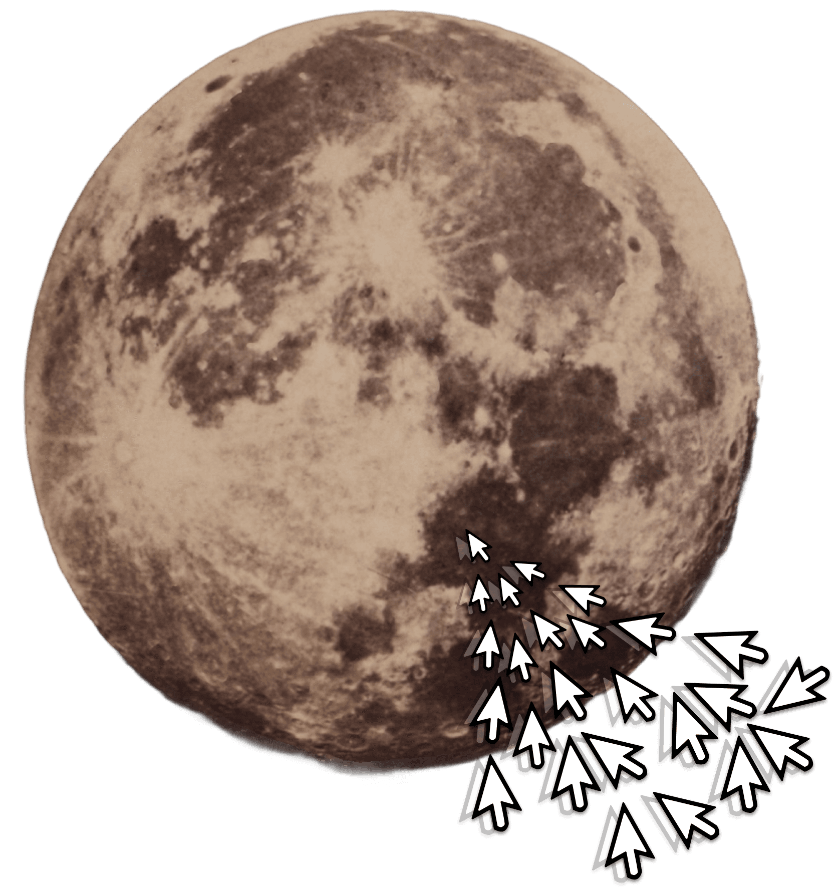 Computer Use Trajectories illustration with moon and cursor arrows